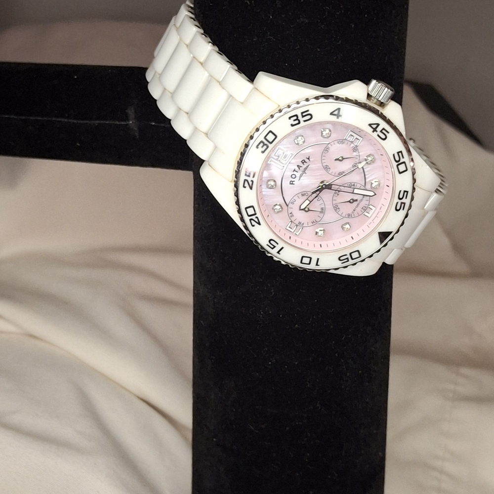 Rotary White and Pink Watch